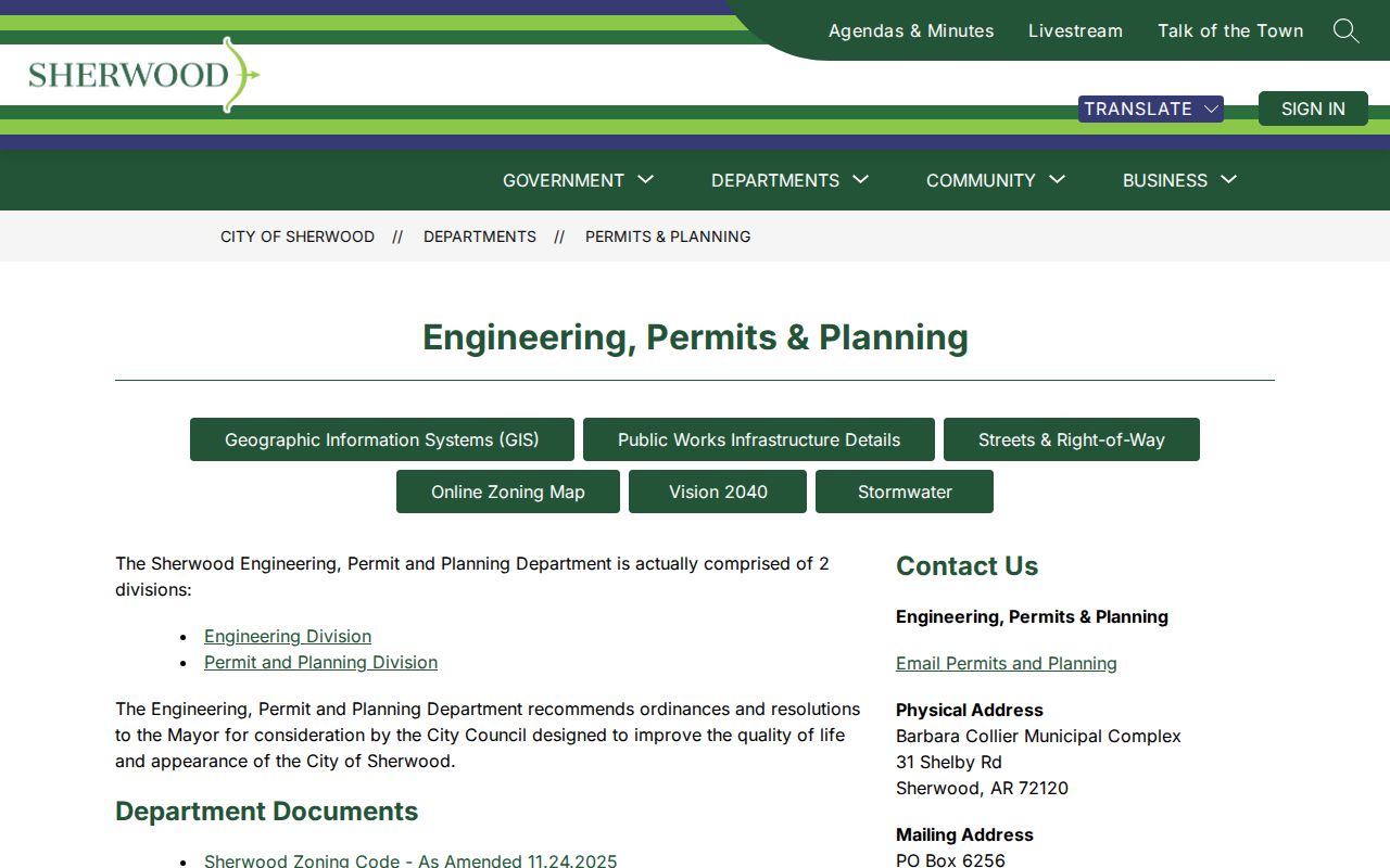 Sherwood residents directory city permits and planning page