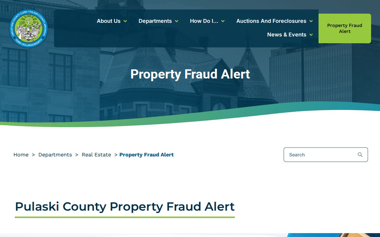 Sherwood street directory Pulaski County Property Fraud Alert page